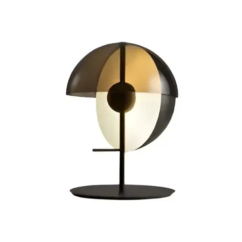 Modern black and amber glass table lamp for bedroom