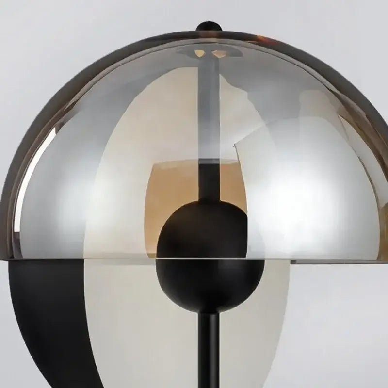 Modern black and amber glass table lamp for bedroom