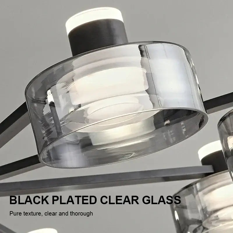 Modern black and chrome glass led chandelier living room light