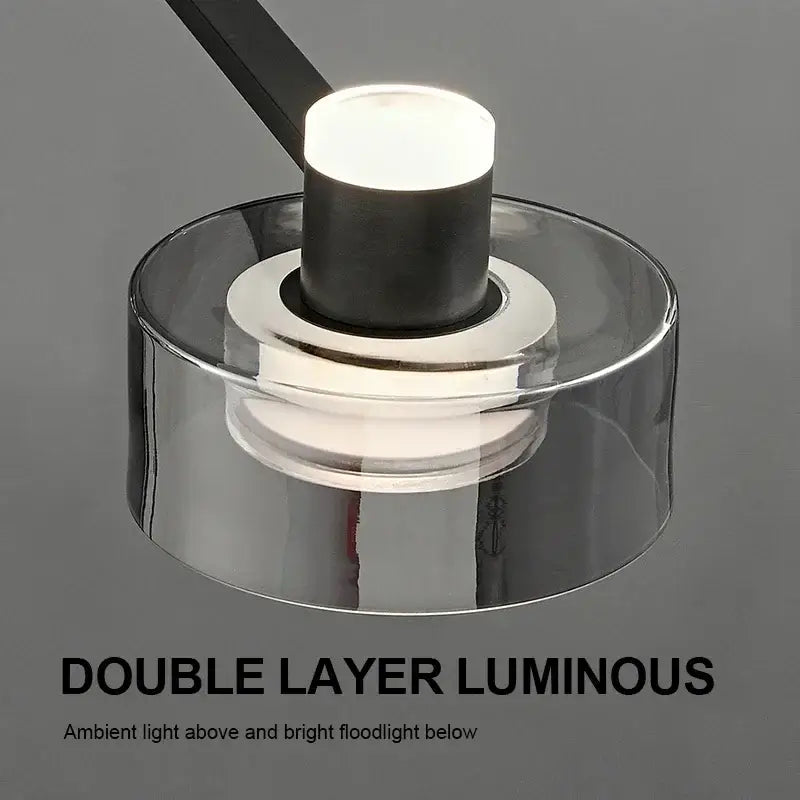 Modern black and chrome glass led chandelier living room light