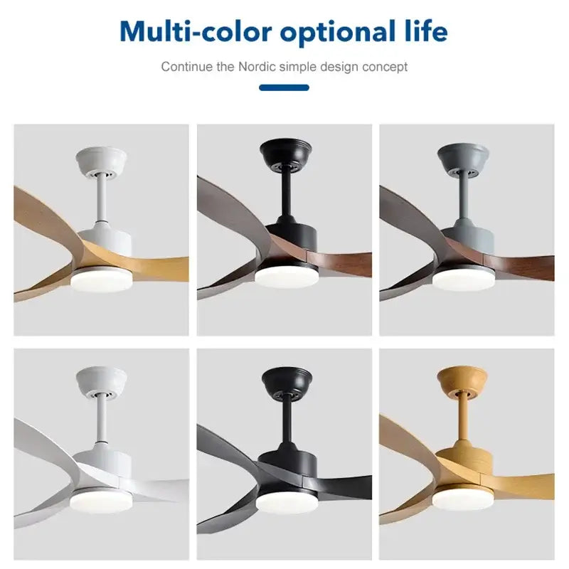 Modern black and dark wood copper dc ceiling fan living room remote