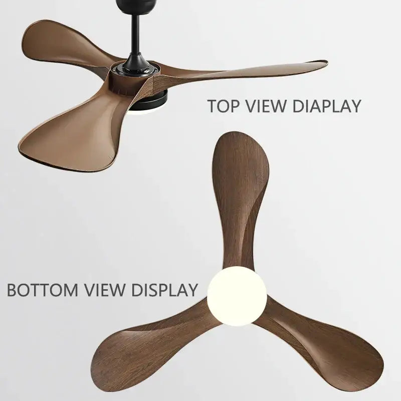 Modern black and dark wood led ceiling fan living room light