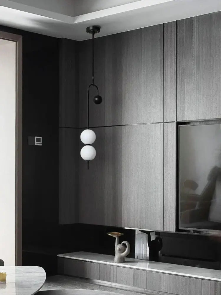 Modern black and frosted glass suspension kitchen ceiling pendant