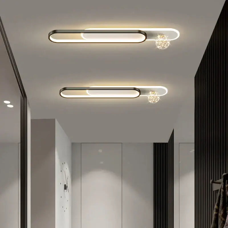 Modern black and gold starry strip flush mount bedroom light