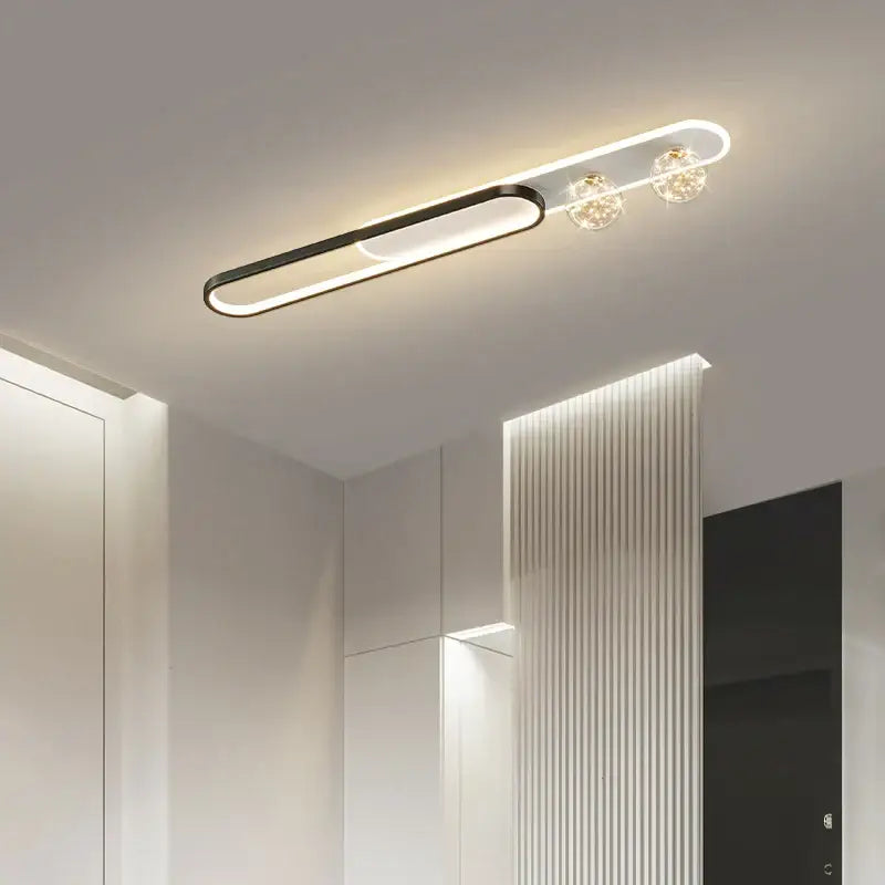 Modern black and gold starry strip flush mount bedroom light
