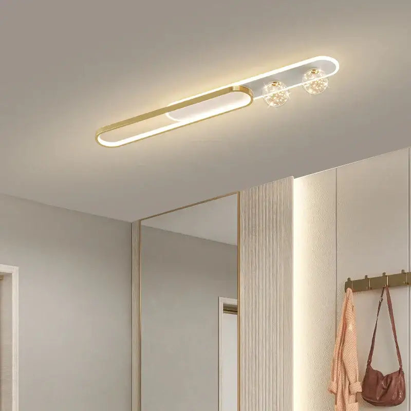 Modern black and gold starry strip flush mount bedroom light