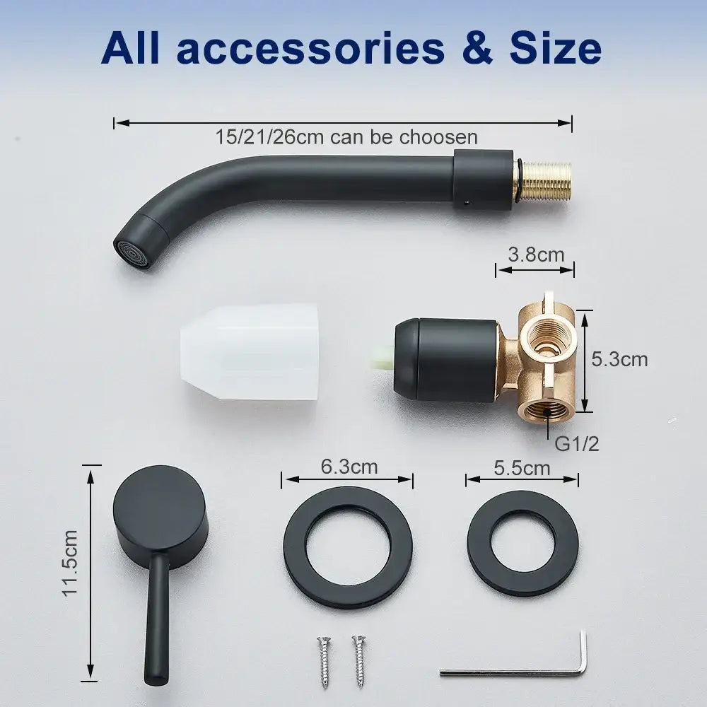 Modern black and gold wall mounted basin faucet bathroom mixer tap