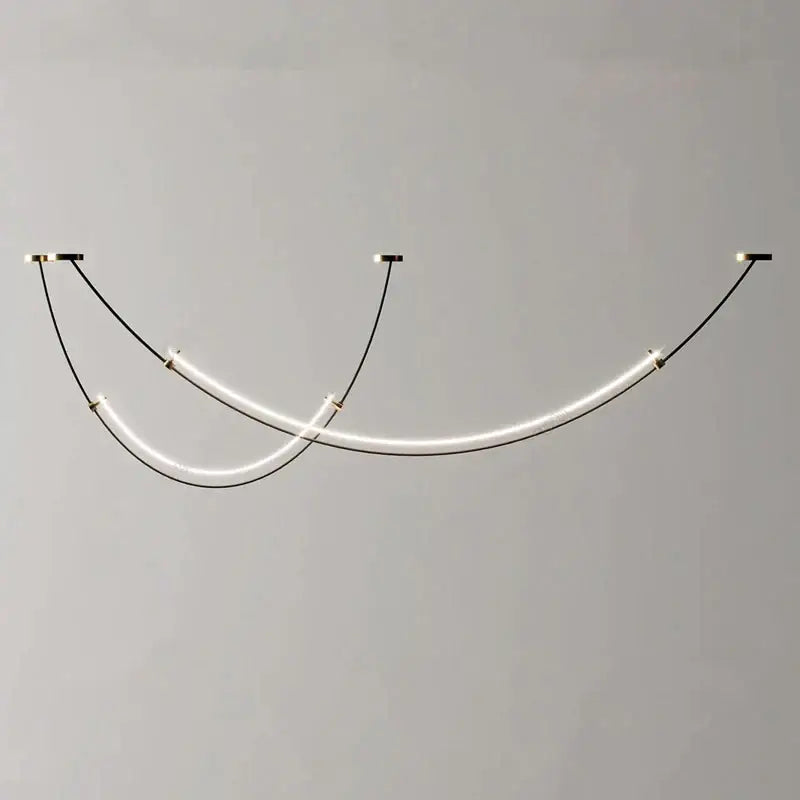 Modern black and white designer arc line dining room chandelier