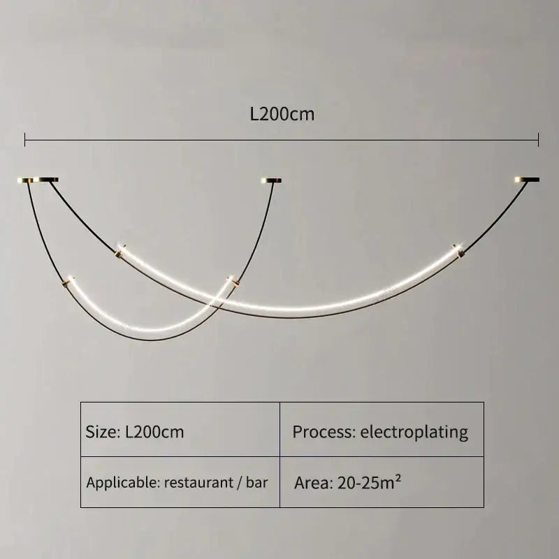 Modern black and white designer arc line dining room chandelier