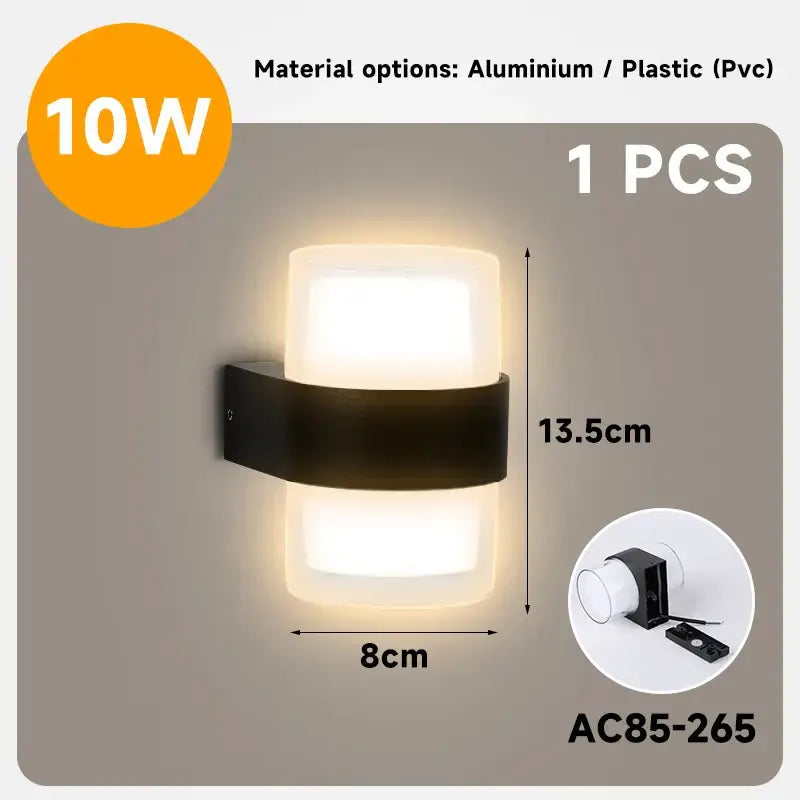Modern black and white dome led wall lamp bedroom and garden light