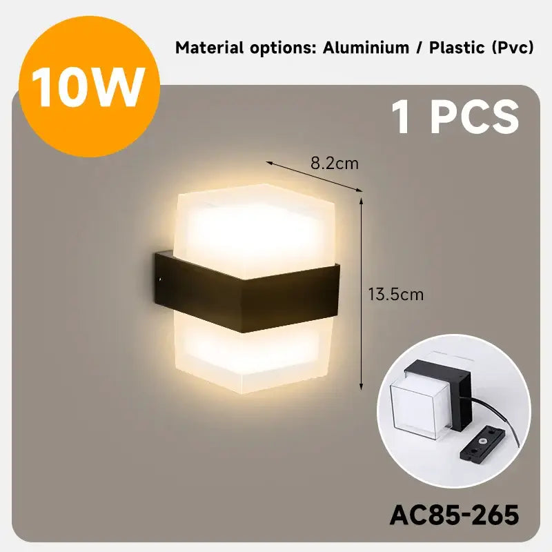 Modern black and white dome led wall lamp bedroom and garden light