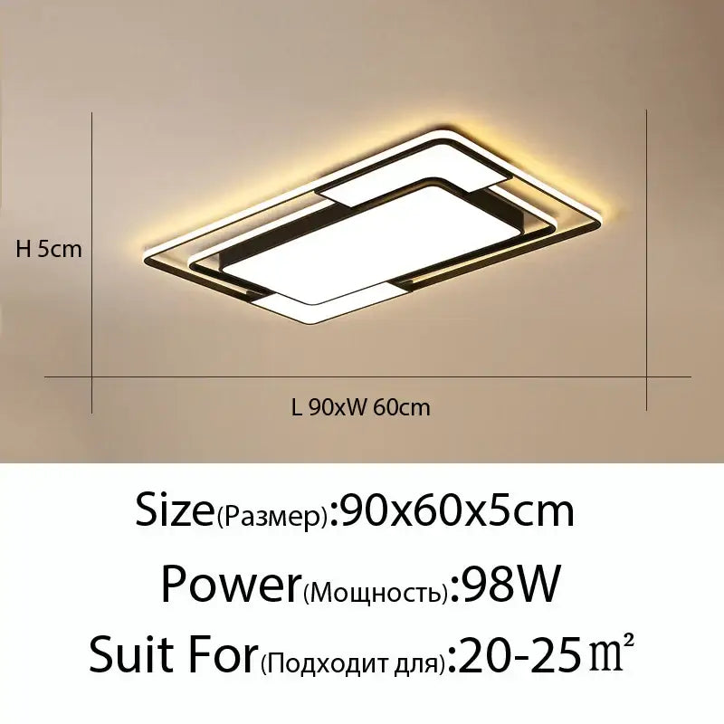 Modern black and white led ceiling lamps living room dimmable light