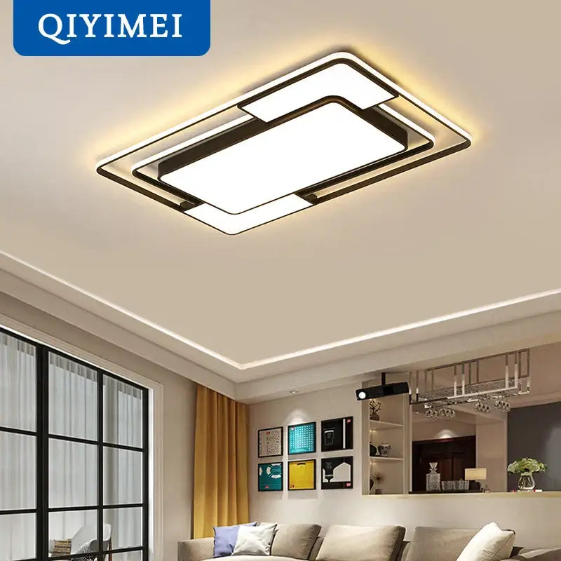 Modern black and white led ceiling lamps living room dimmable light