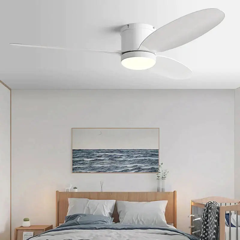 Modern black and wood dc ceiling fan with remote control bedroom