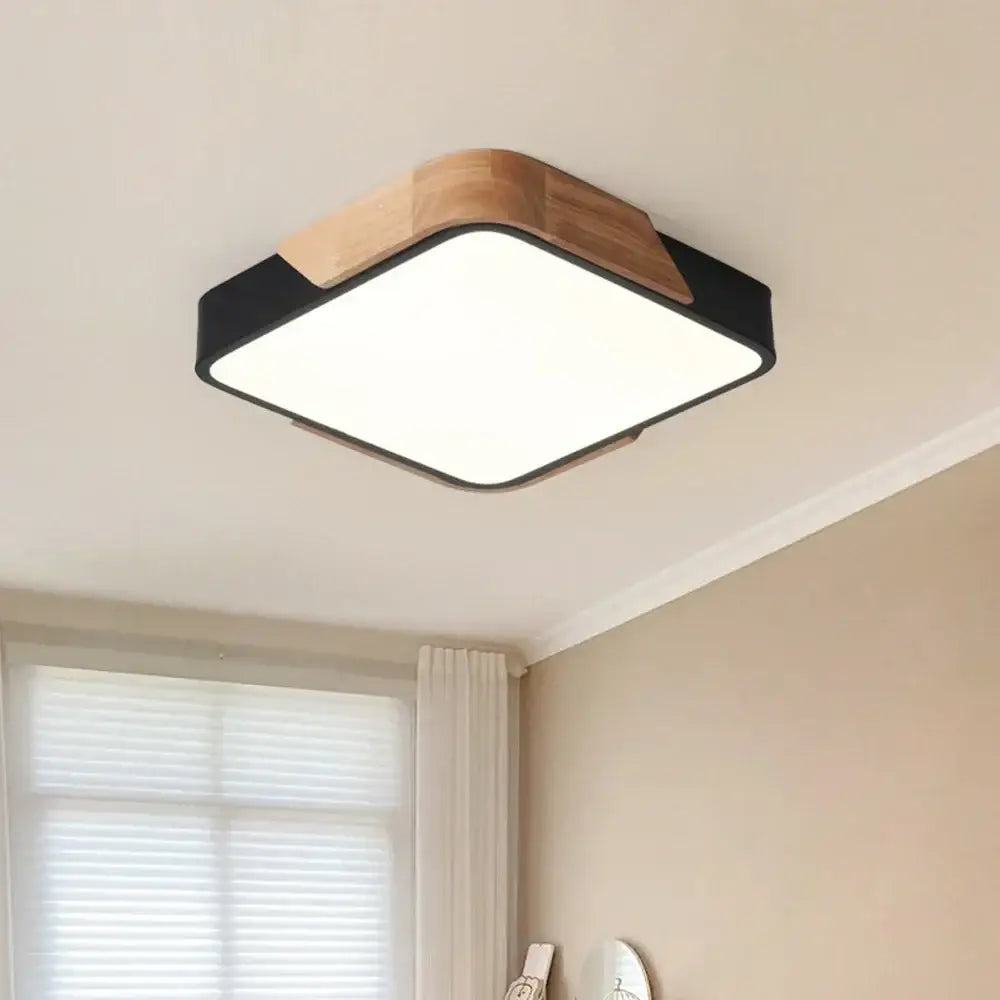 Modern black and wood led ceiling light for bedroom