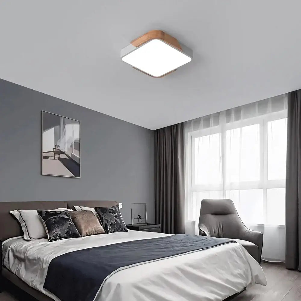 Modern black and wood led ceiling light for bedroom