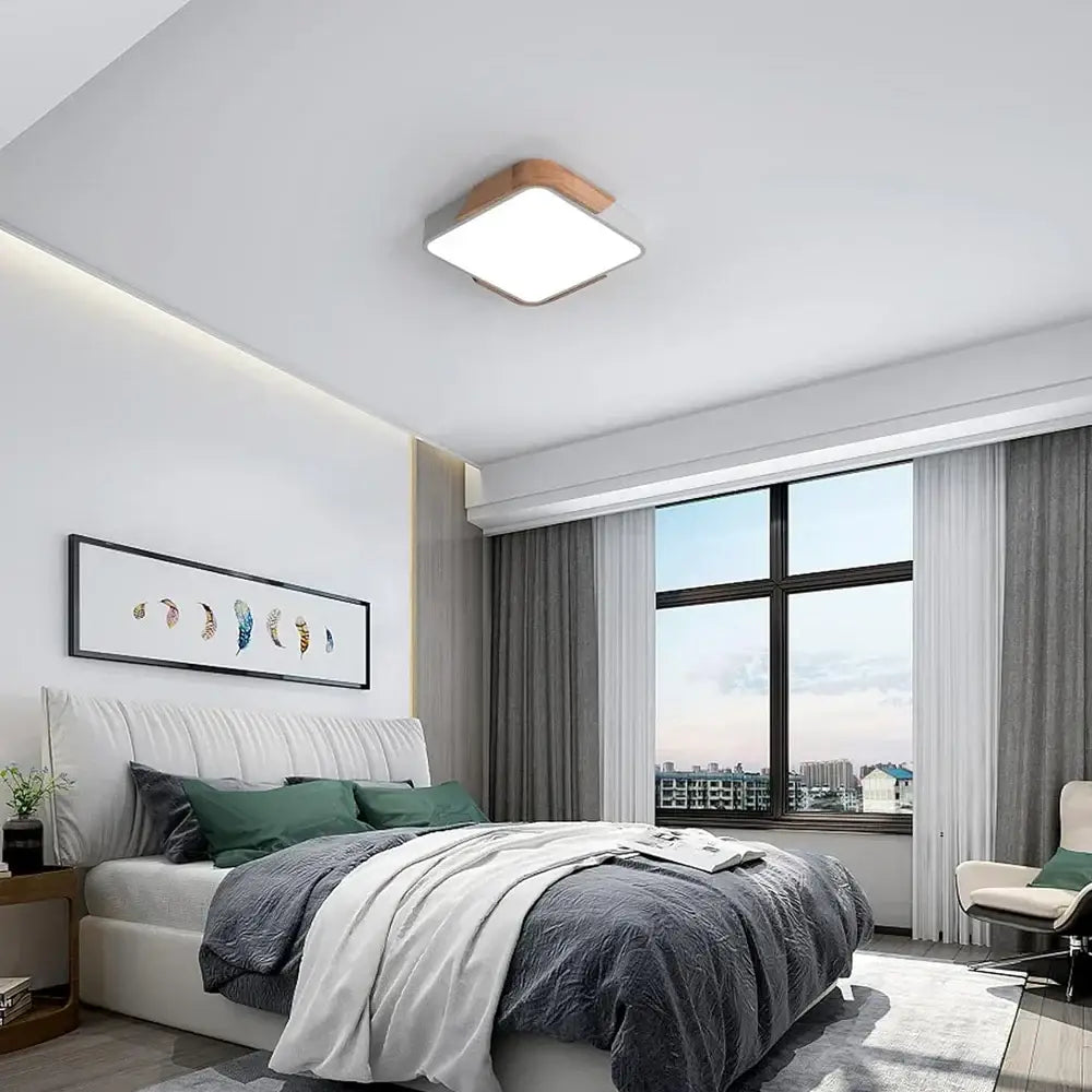 Modern black and wood led ceiling light for bedroom