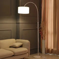 Modern black arched led floor lamp – living room fabric shade