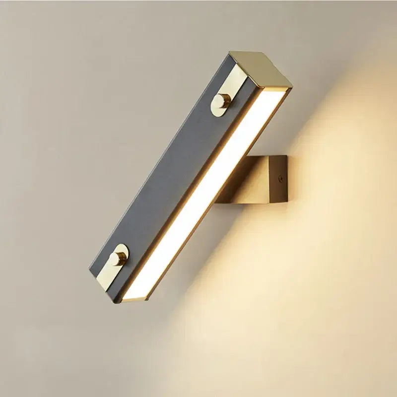 Modern black & brass adjustable led wall lamp bedroom sconce