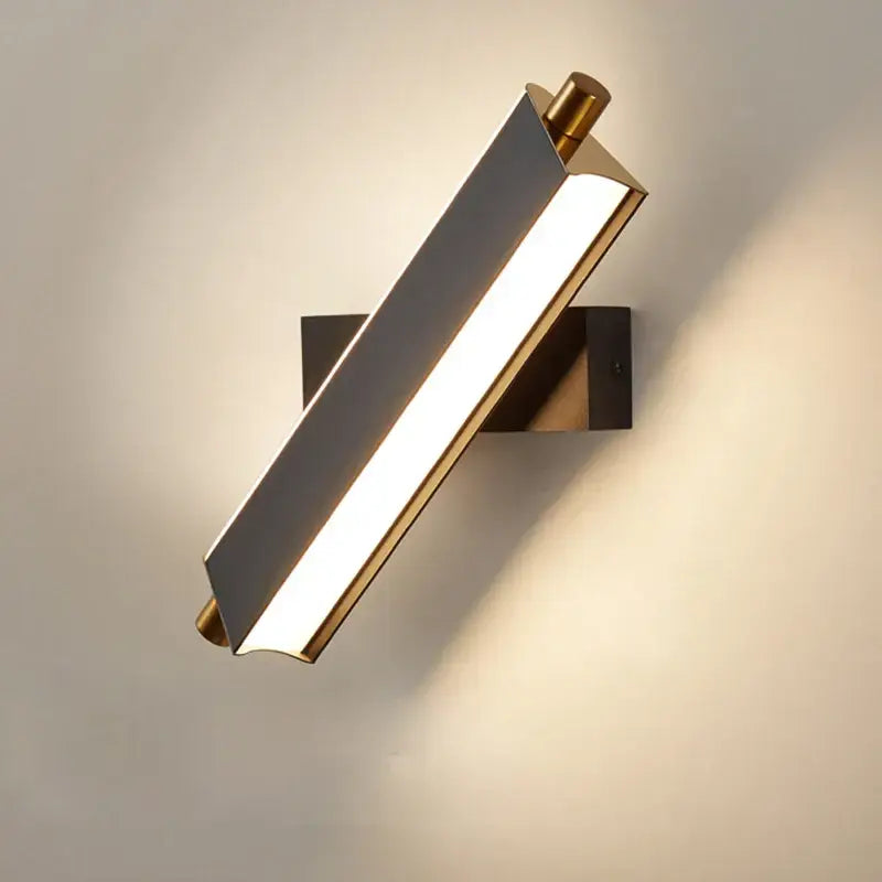 Modern black & brass adjustable led wall lamp bedroom sconce