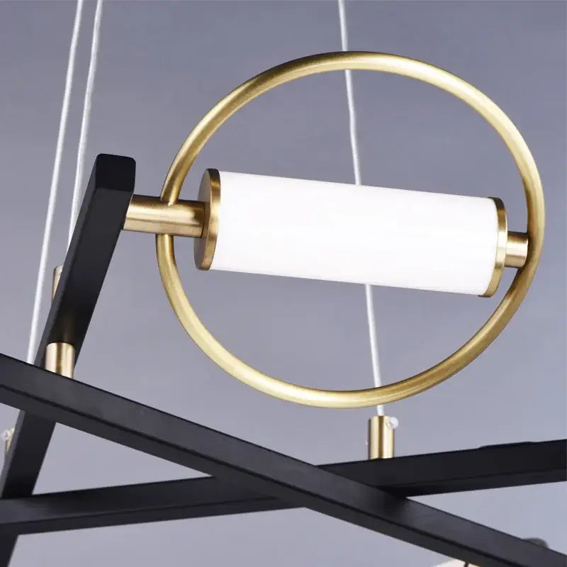 Modern black & brass circular ring led chandelier dining room light