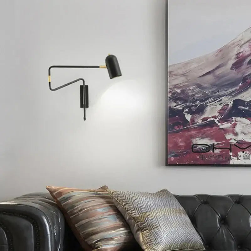 Modern black & brass decorbites adjustable long-arm wall lamp bedroom