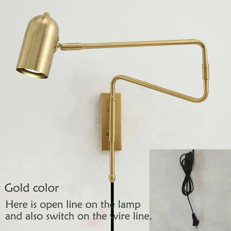 Modern black & brass decorbites adjustable long-arm wall lamp bedroom