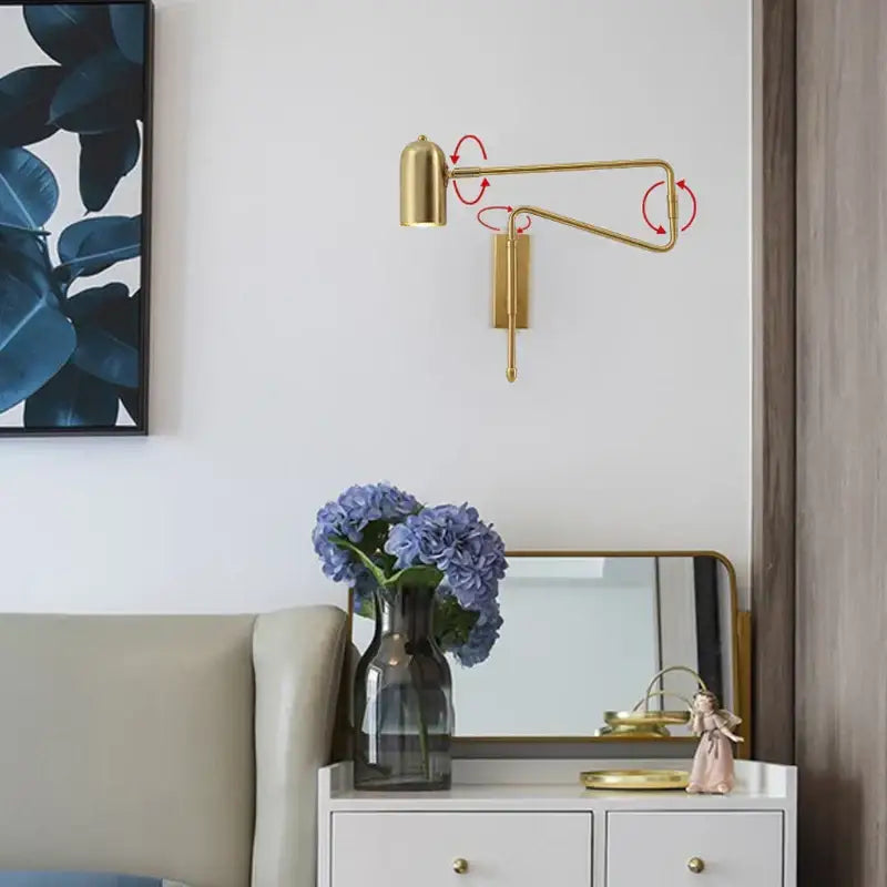Modern black & brass decorbites adjustable long-arm wall lamp bedroom