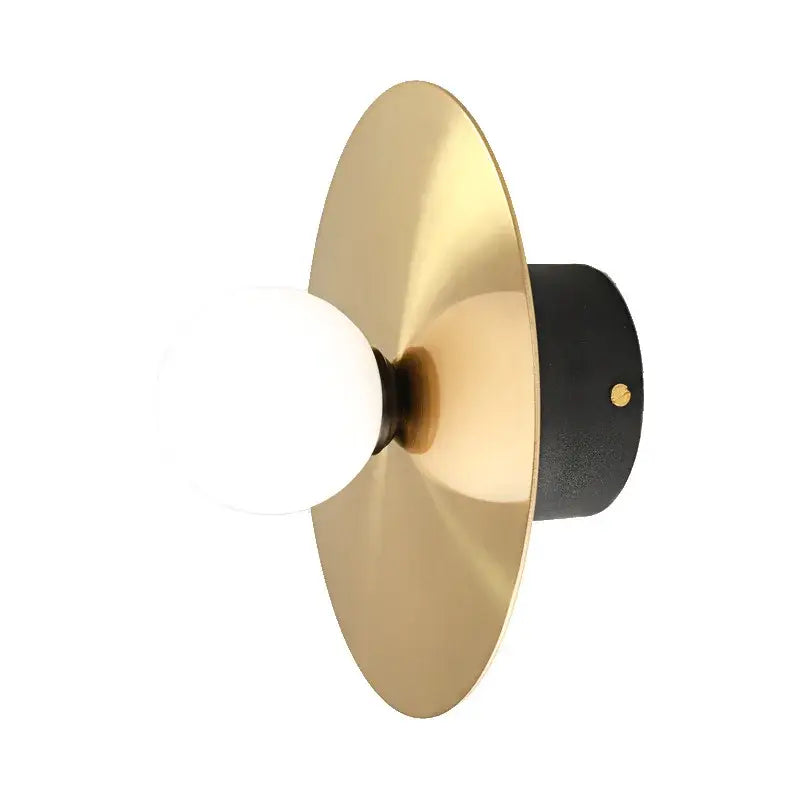 Modern black & brass glass ball light fixture bedroom wall sconce