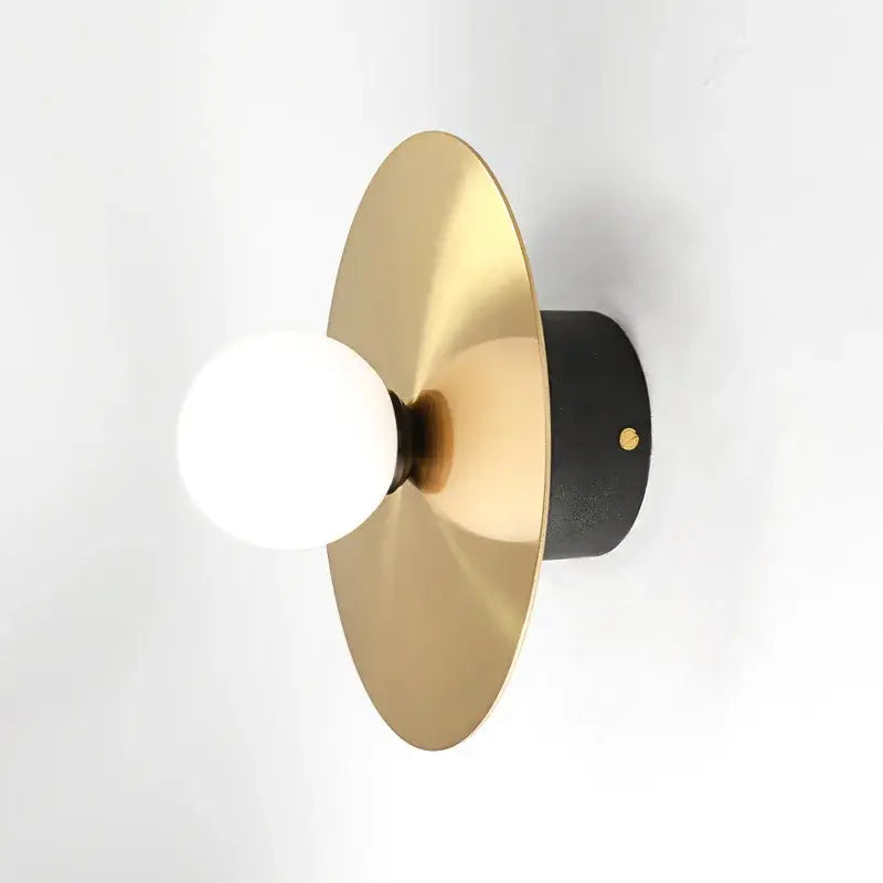 Modern black & brass glass ball wall light fixture bedroom sconce