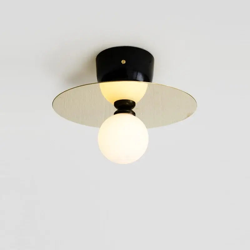 Modern black & brass glass ball wall light fixture bedroom sconce
