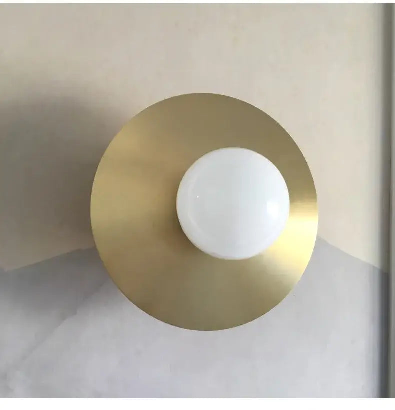 Modern black & brass golden glass ball wall sconce bedroom light