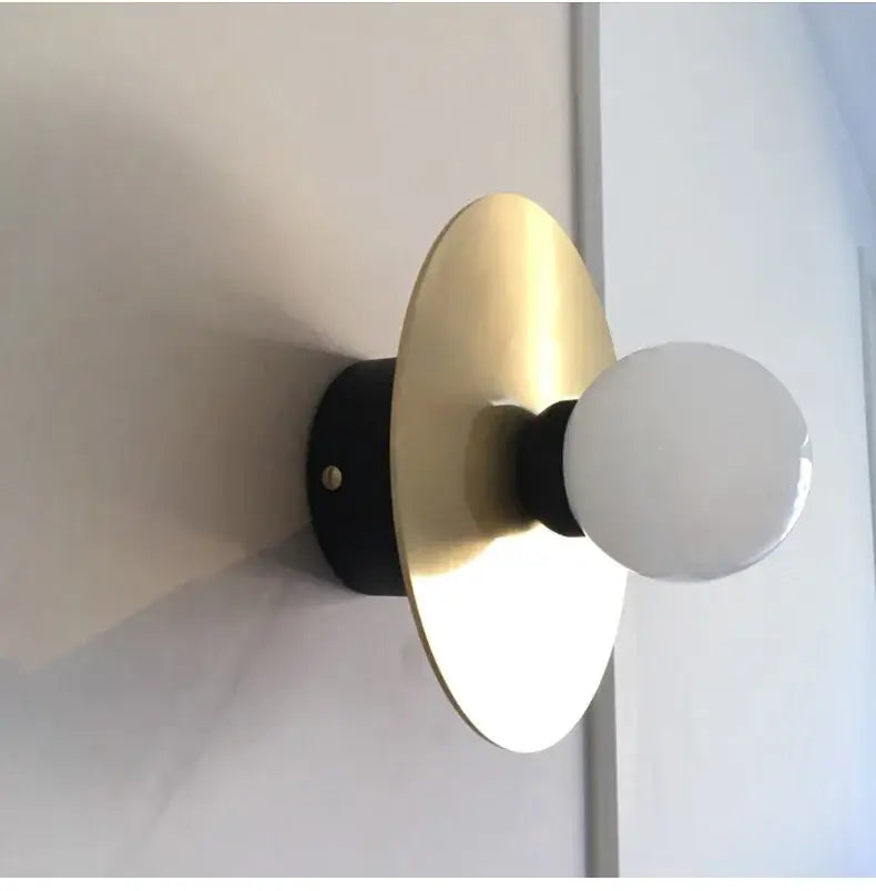 Modern black & brass golden glass ball wall sconce bedroom light