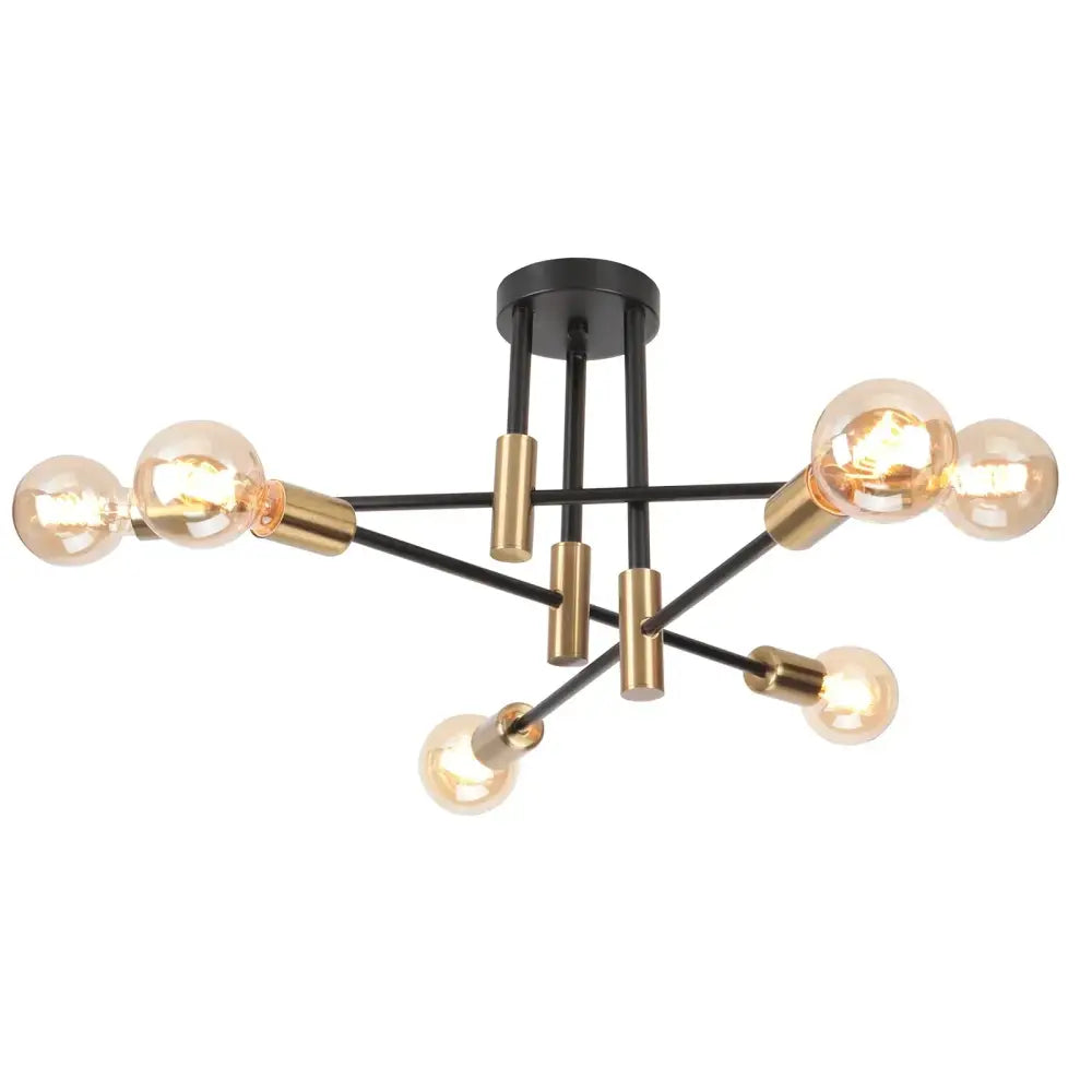 Modern black & brass industrial sputnik chandelier kitchen light