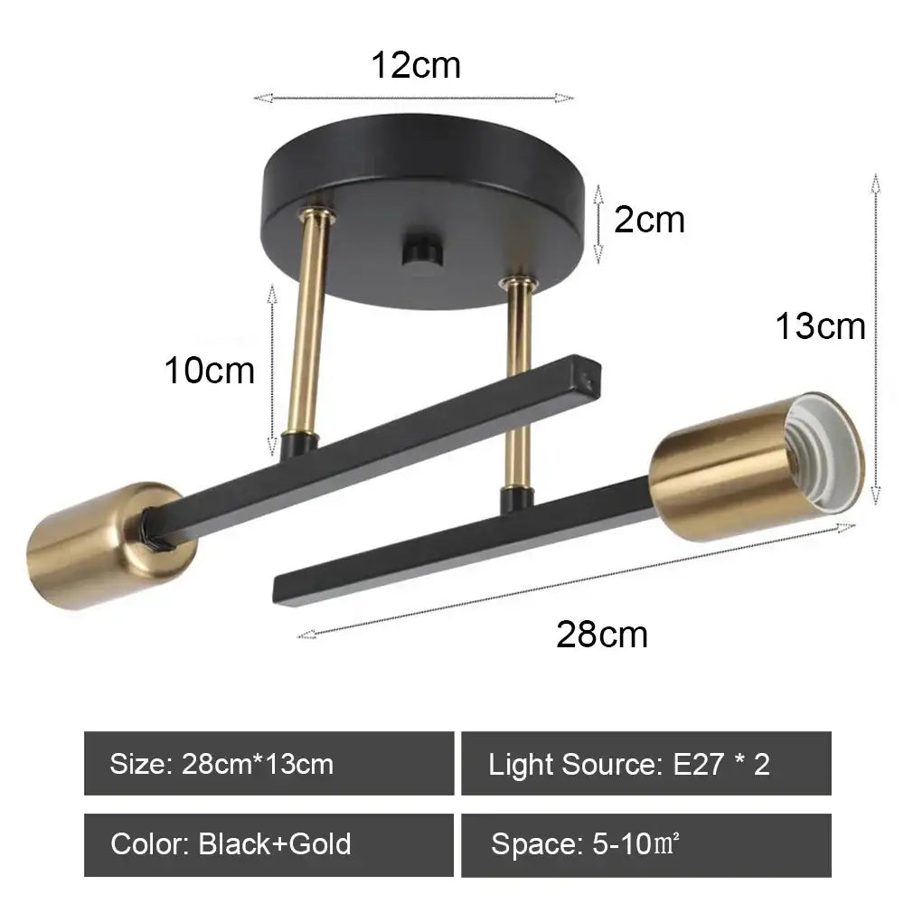 Modern black & brass iron wrought ceiling light fixture dining room