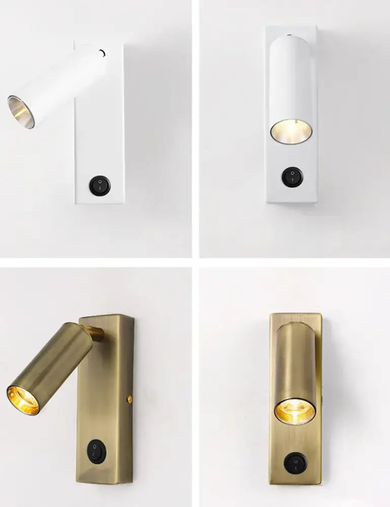 Modern black brass led wall lamp bedroom reading light with usb port