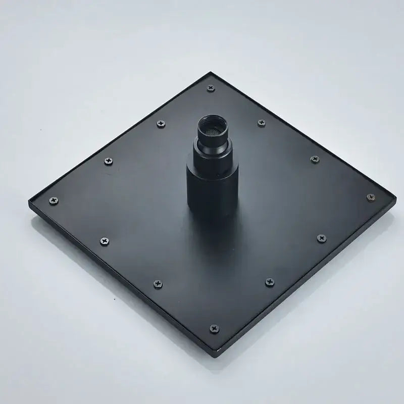 Modern black brass shower faucet with rainfall head for bathroom