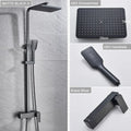Modern black brass shower faucet with rainfall head for bathroom