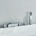 Modern black brass waterfall tub faucet with handheld shower bathroom