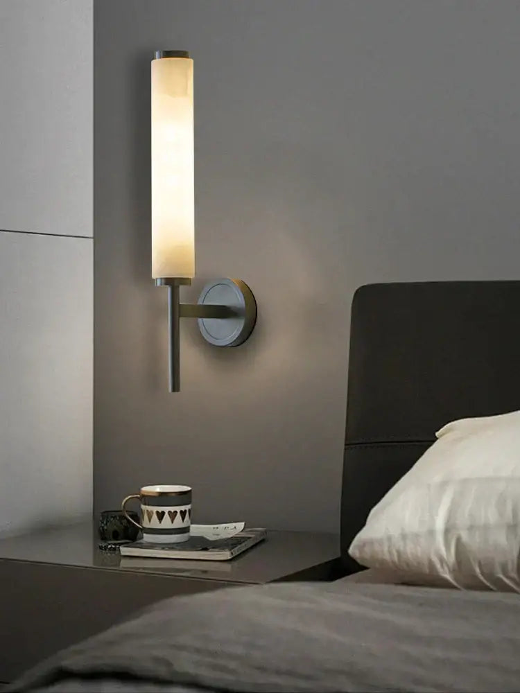 Modern black bronze alabaster wall lights living room sconce