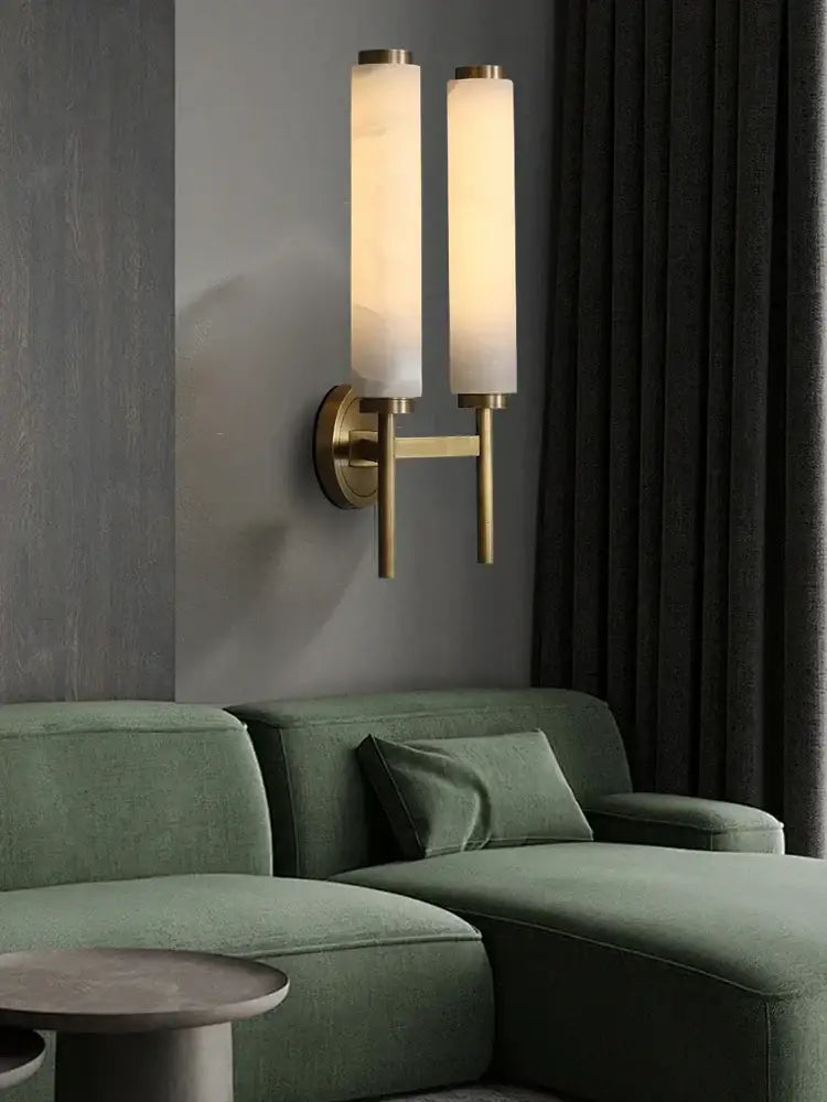 Modern black bronze alabaster wall lights living room sconce