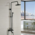 Modern black bronze & white shower faucet set bathroom rainfall column
