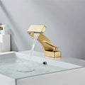 Modern black & brushed gold waterfall basin faucet bathroom mixer