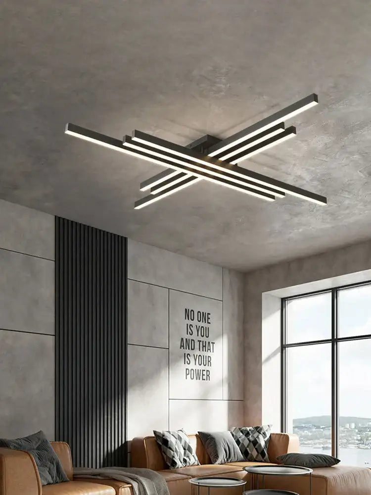Modern black chandelier led ceiling lamp for living room