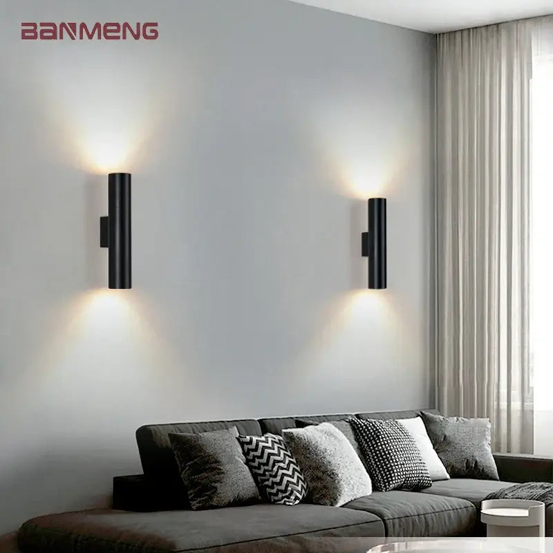 Modern black cob led wall lamp bedroom up down sconce