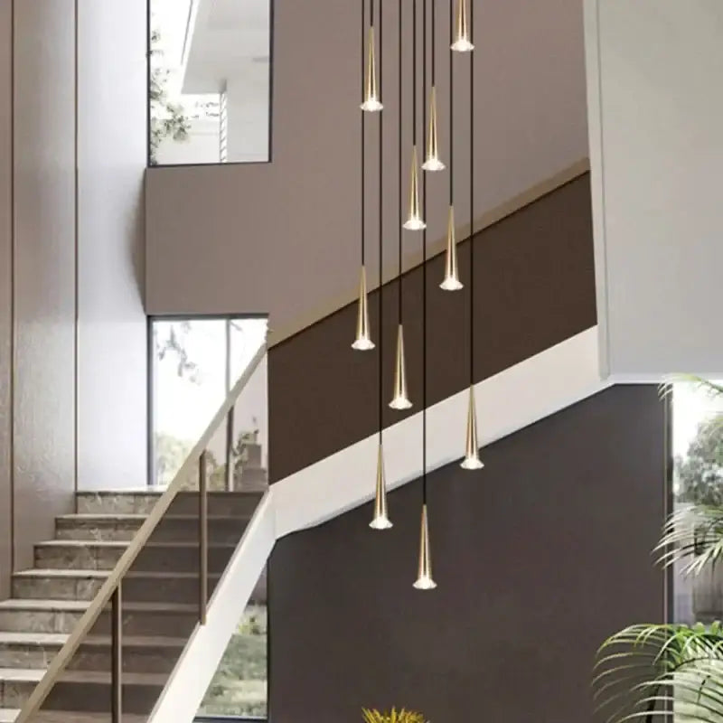 Modern black conical decorbites crystal led chandelier staircase light