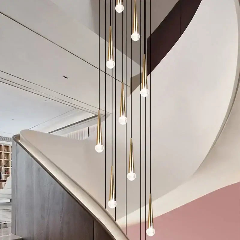 Modern black conical decorbites crystal led chandelier staircase light