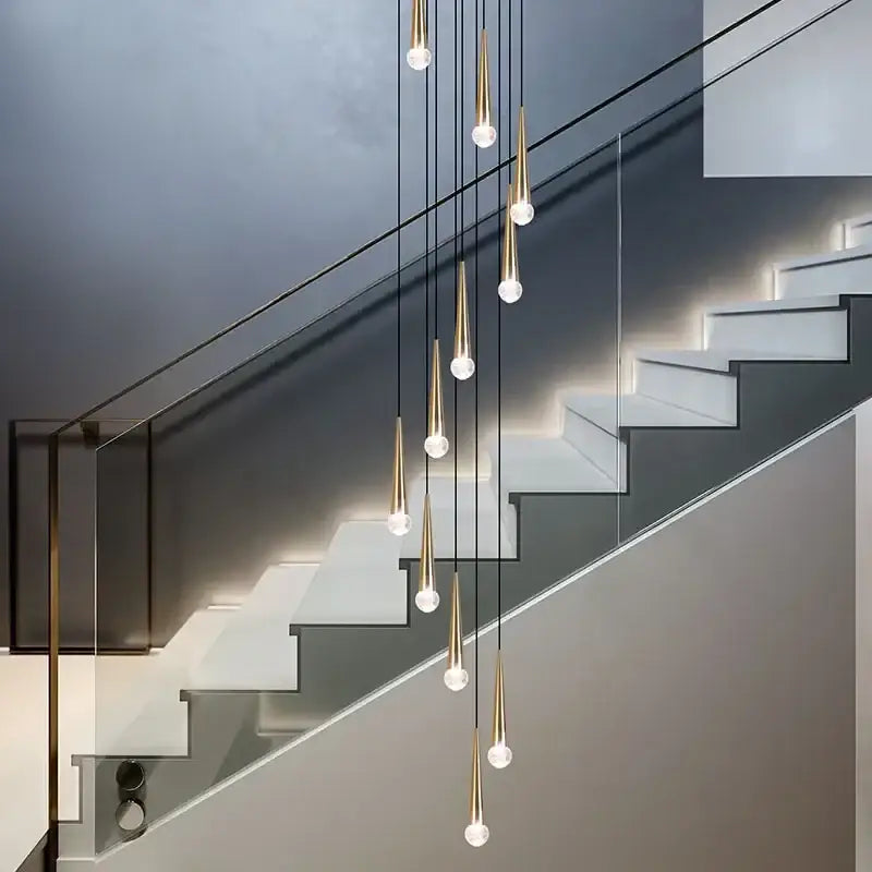 Modern black conical decorbites crystal led chandelier staircase light