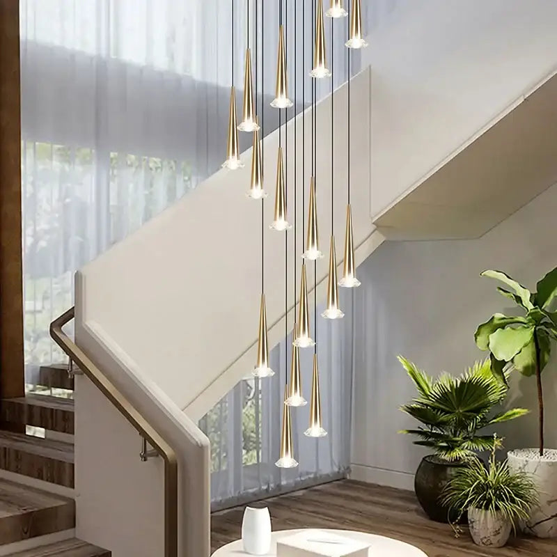 Modern black conical decorbites crystal led chandelier staircase light