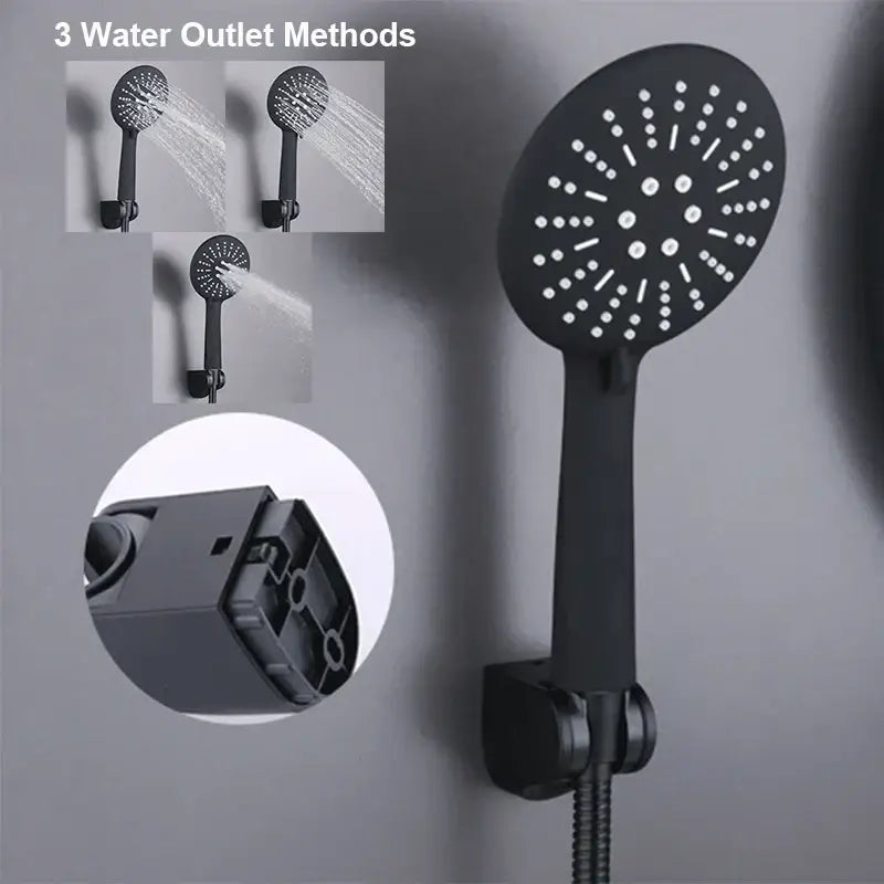 Modern black copper basin faucet with shower head bathroom mixer